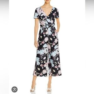 KARL LAGERFELD PARIS Belted Floral Print Jumpsuit Size 12